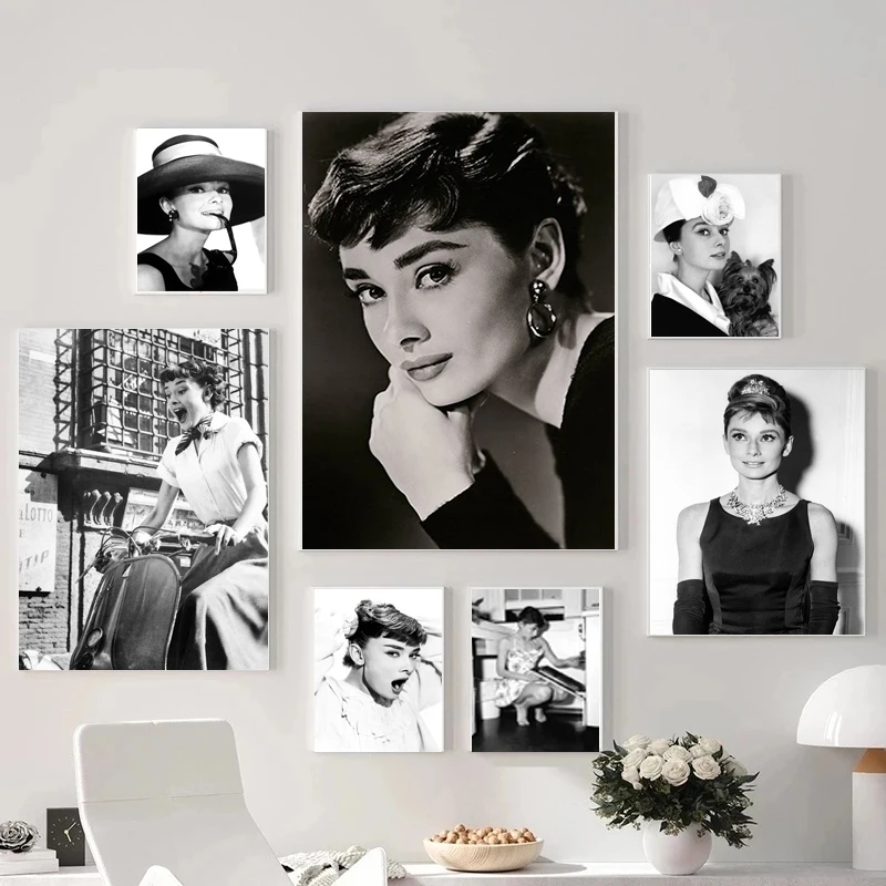 Audrey Hepburn Poster Black White Painting Printmaking HD Pictures
