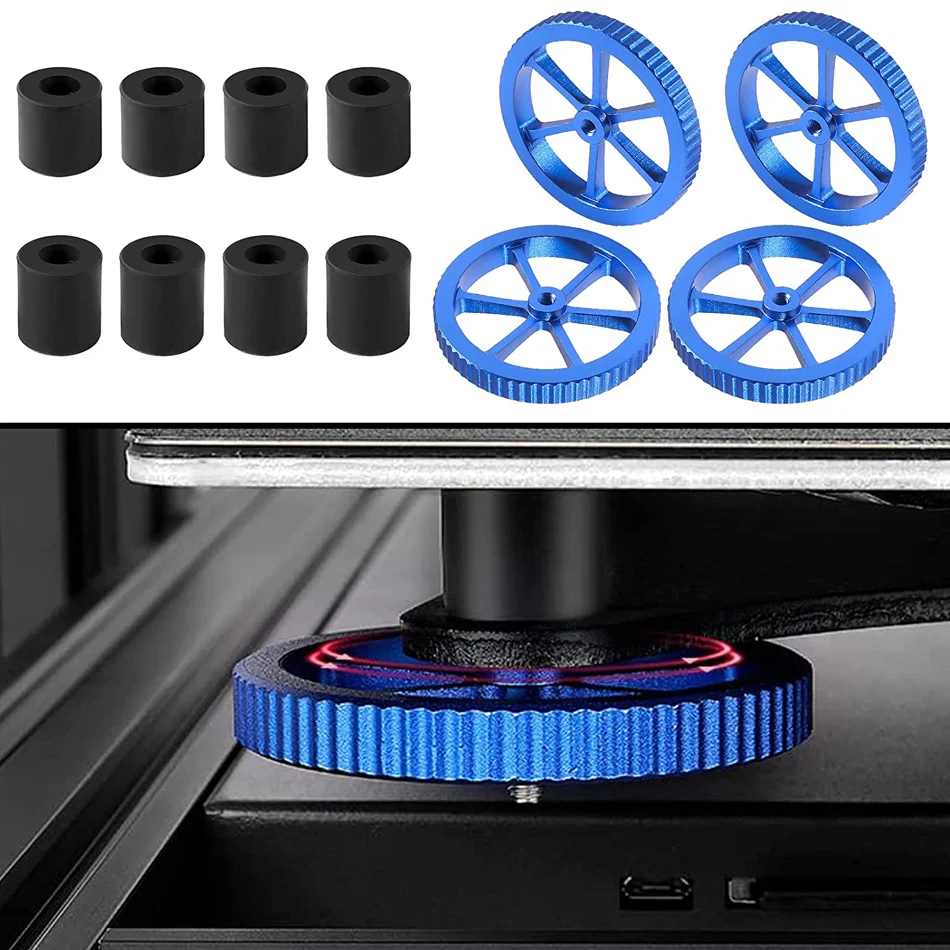 

4Pcs Aluminum Hand Twist Leveling Nut + 8pcs Heatbed Silicone Leveling Column Mounts 16mm 18mm for Ender 3/3 Pro/3 V2/5/5 Plus