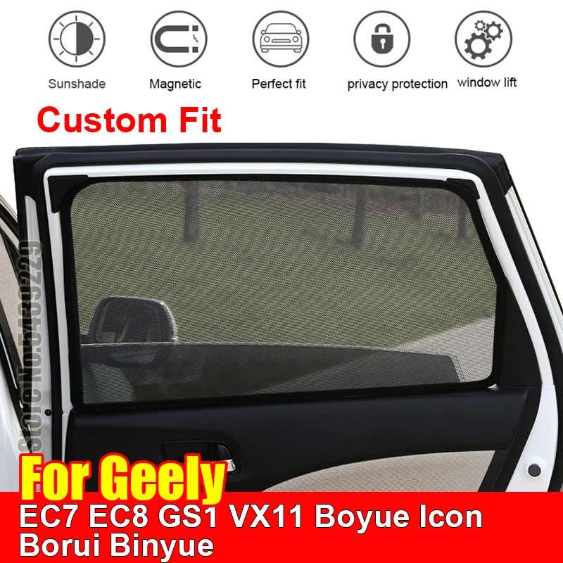 

For Geely EC7 EC8 GS1 VX11 Boyue Icon Borui Binyue Sun Visor Accessori Window Cover SunShade Curtain Mesh Shade Blind Custom Fit