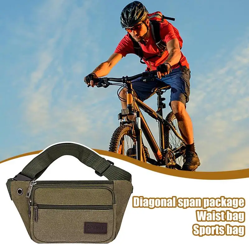 Outdoor Waist Bag Canvas Waist Bag Outdoor Sports Multifunctional Male Waist Pack High Durable High-capacity Portable Phone Purse