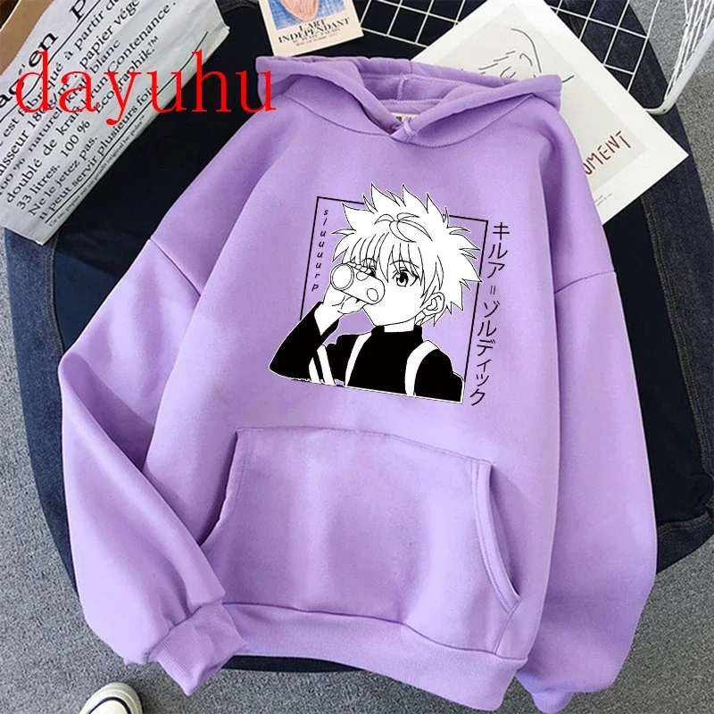 thumbnail image 1 of Hunter X Hunter Killua Zoldyck-Sudadera con capucha de los 90 para hombre, ropa de calle Unisex con estampado de ojo de Diablo, Anime, Hisoka Kawaii, Manga, 1 of 5
