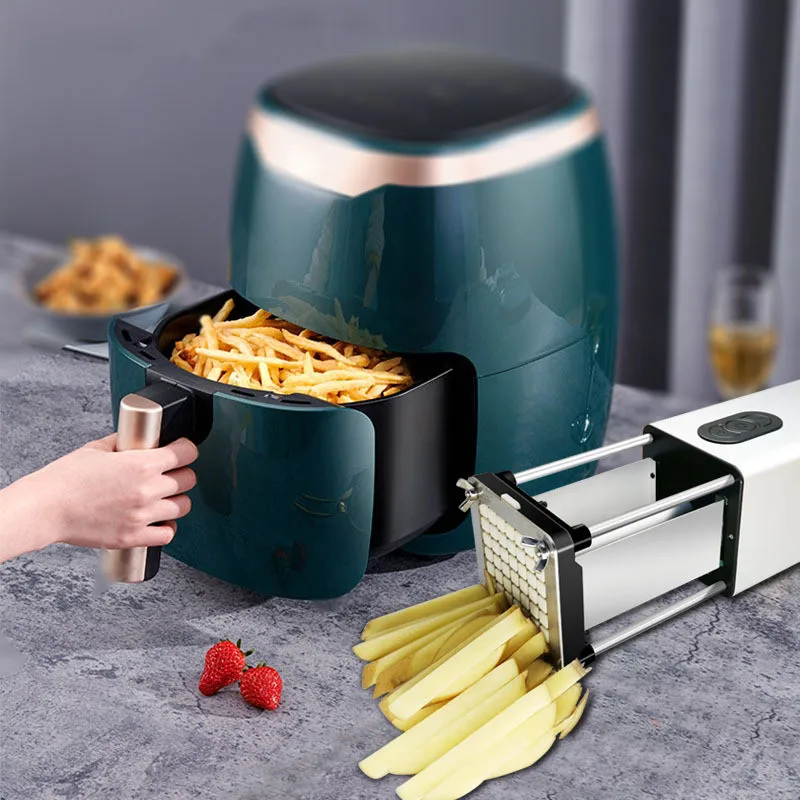 Electric French Fry Cutter With 2 Blades Stainless Steel Vegetable Potato Carrot Cutter Kitchen Accessories Kitchen Gadget Set