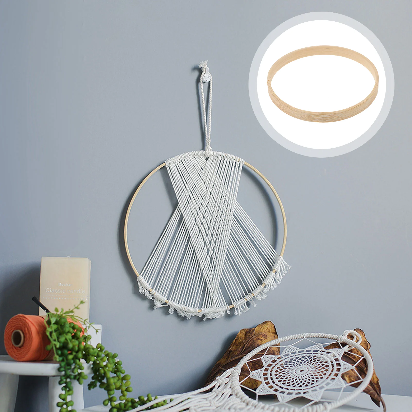 

Dream Catcher For Hoops Rings Crafts Hoop Ring Wooden Macrame Bamboo Craft Wood Catchers Floral Accessories Wreath Handcraft