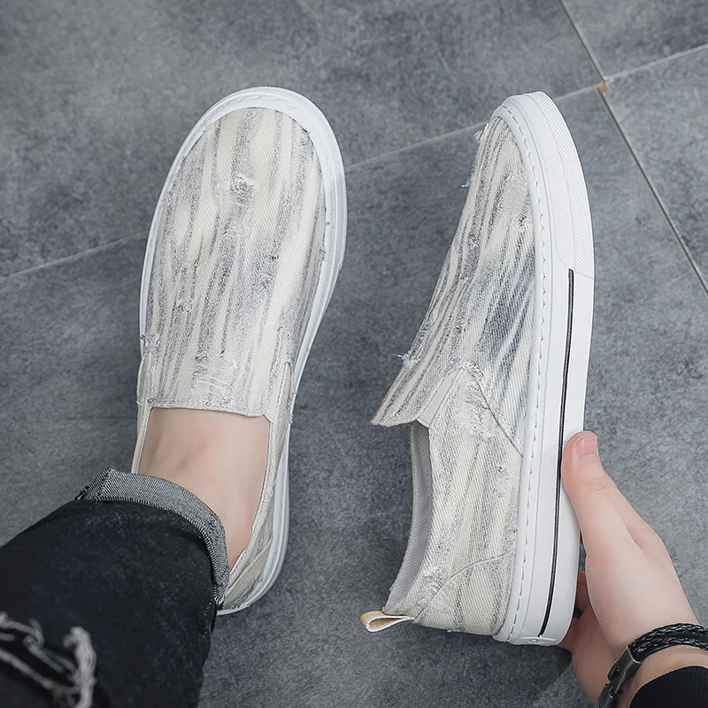 Men Tennis Shoes Breathable Canvas Top Male Sport Shoes Slip-on Boys Fashion Footwear Sneakers Outdoor Flats Tenis Hombre