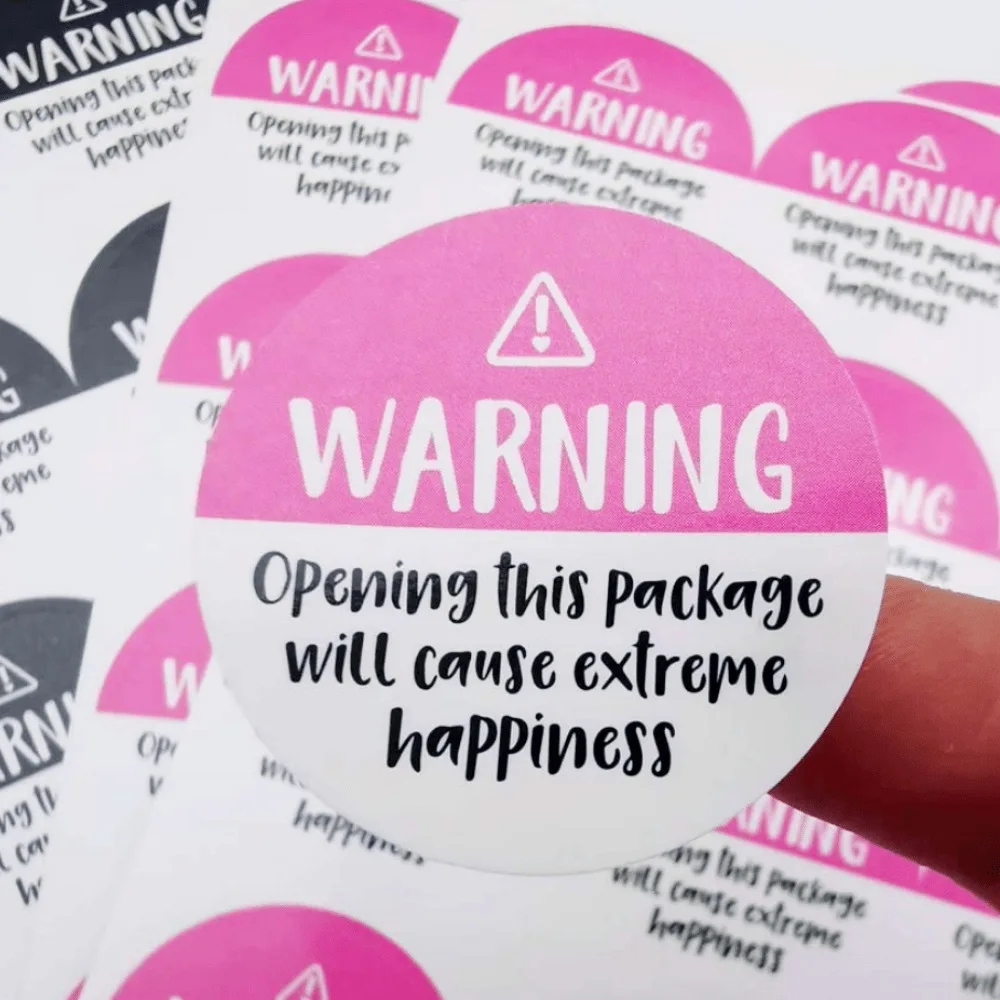 

120pcs 1.5inch Pink Black White Adorable Warning Sticker Labels Extreme happiness Labels for Business Gift Wrapping Decoration