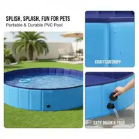 Piscine pliable pour chien bleue 160 x 160 x 30 cm en PVC, piscine pour chiens et animaux de compagnie, piscine pour animaux de compagnie pour jardin, terrasse et loisirs en plein air, bain pour chien pour se rafraîchir en été, piscine portable pour chiens de grande et petite taille 2