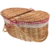 Wicker Basket with Handles Cute Baskets for Gifts Picnic Lid Woven 3