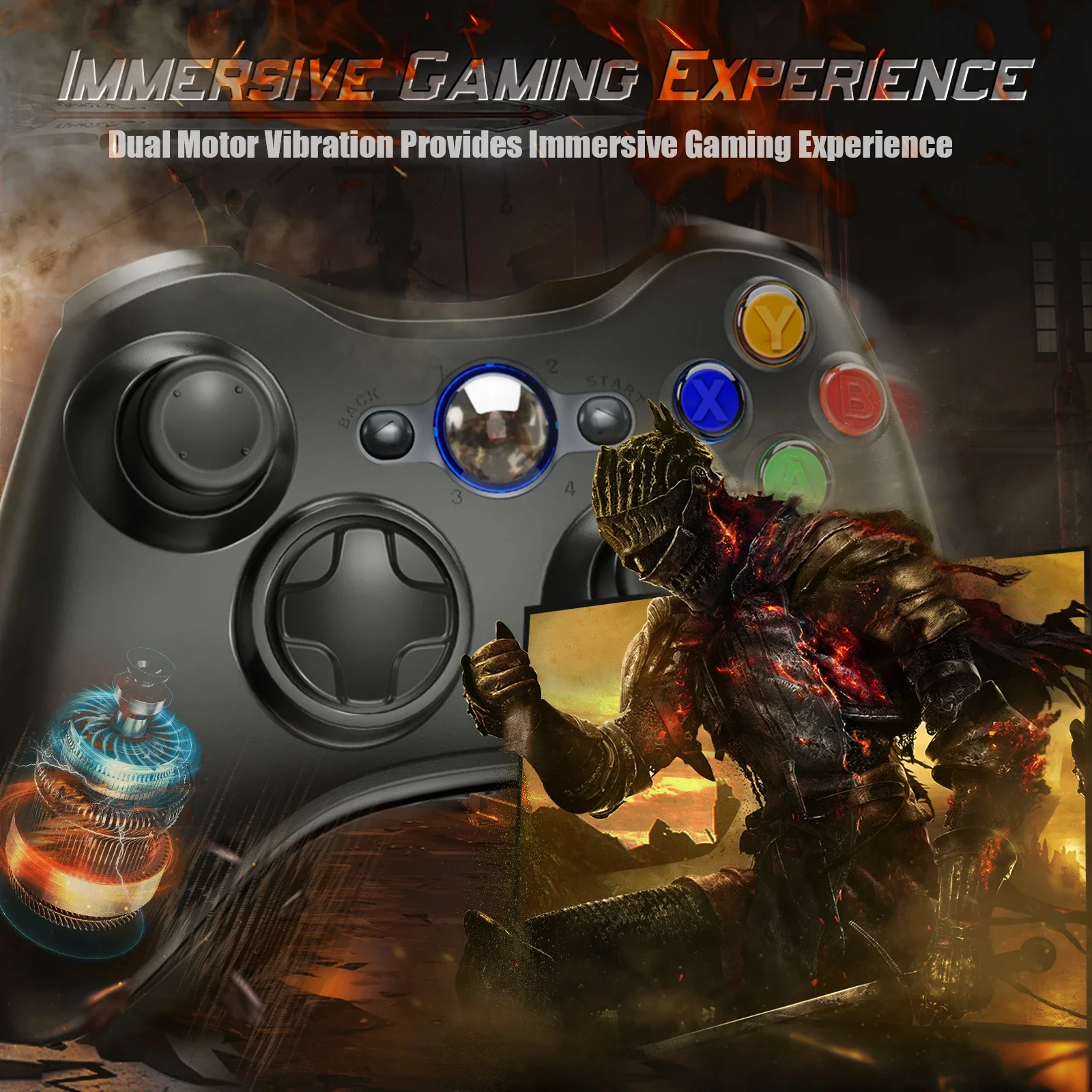 Wireless For 360/Slim/Elite/PC Video Game Gamepad 6-axis Joystick Dual Vibration Xbox 360 Controller_voghion.com