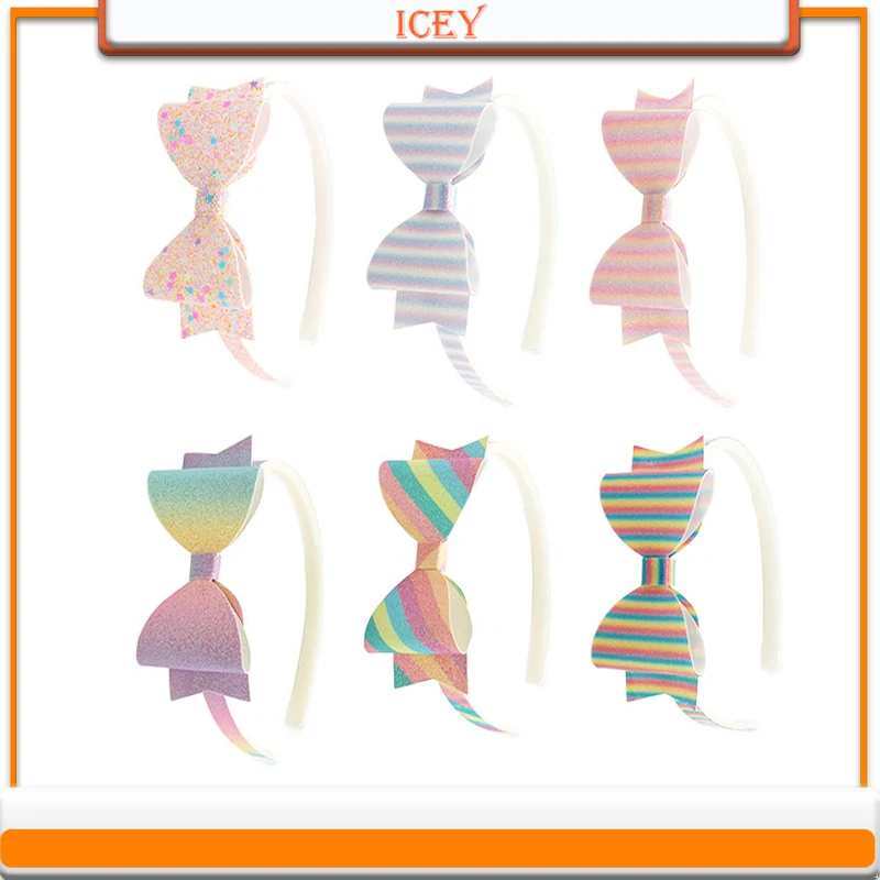 1pc Candy Colors Headbands Bow Tie Headwear Swallowtail Scrunchie Toothednon-slip Hair Accessories