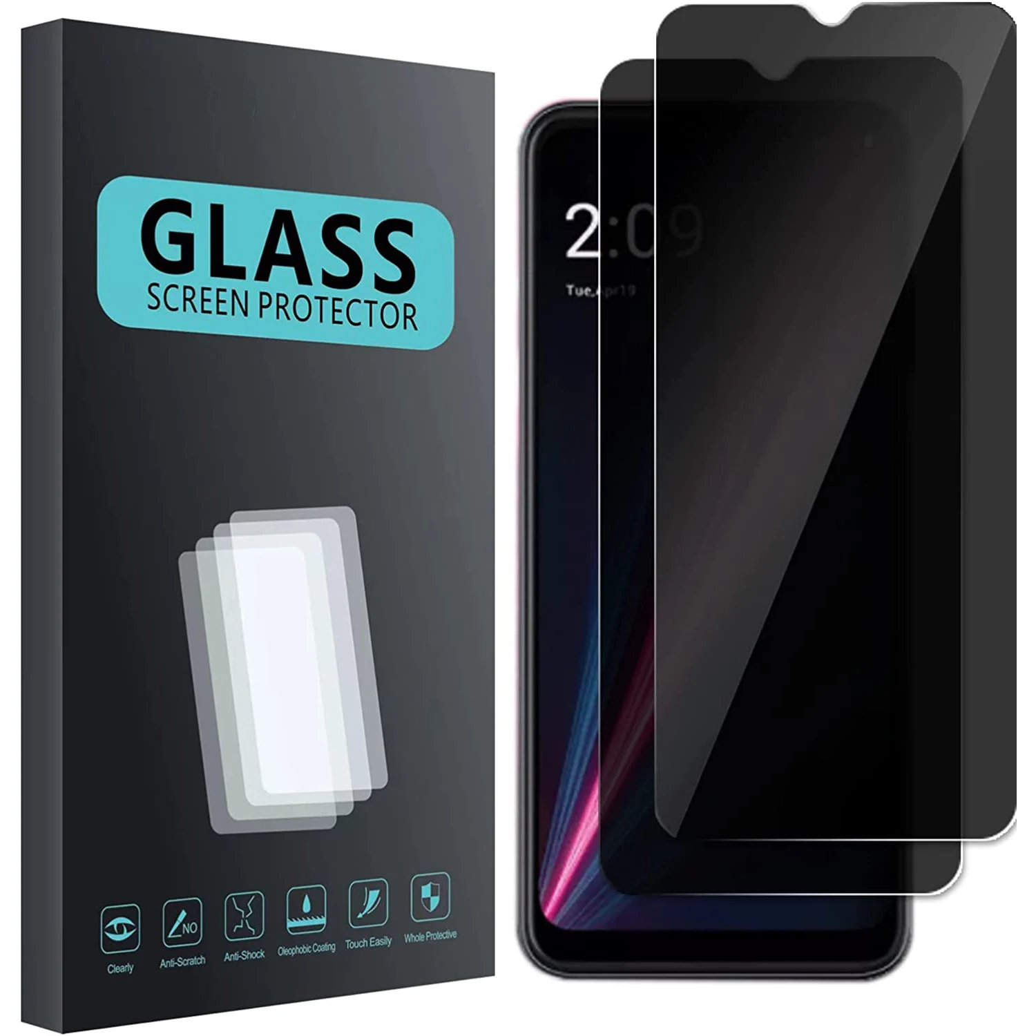 Revvl 6 5G Privacy Filter Tempered Glass Film AntiSpy Shield Screen