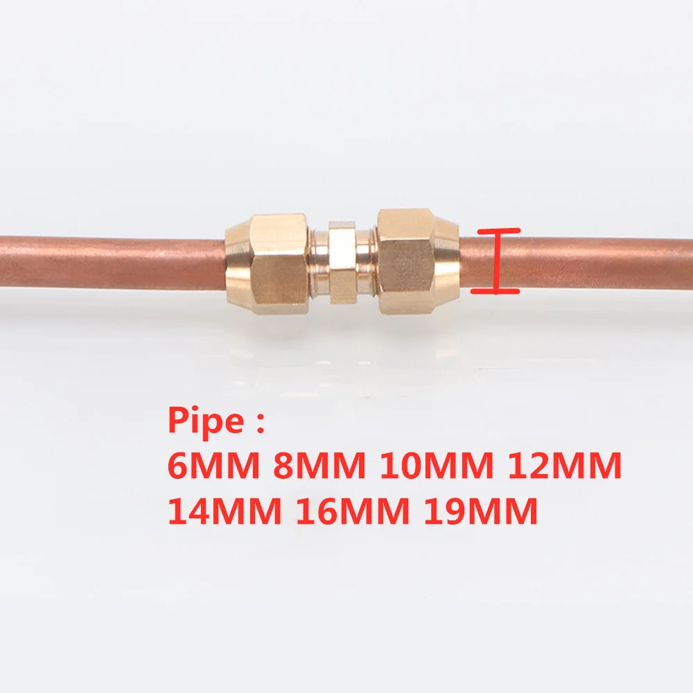 Flared Brass Straight through pipe fittings 1pcs 6/8/10/12/14mm Tube connector Fitting Air conditioning extension tool Fitting