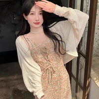 plus Size Ice Silk Knitted Sun Protection Open Cardigan Top Women Summer Thin Hollow out Design Long Sve ort Length Loos...