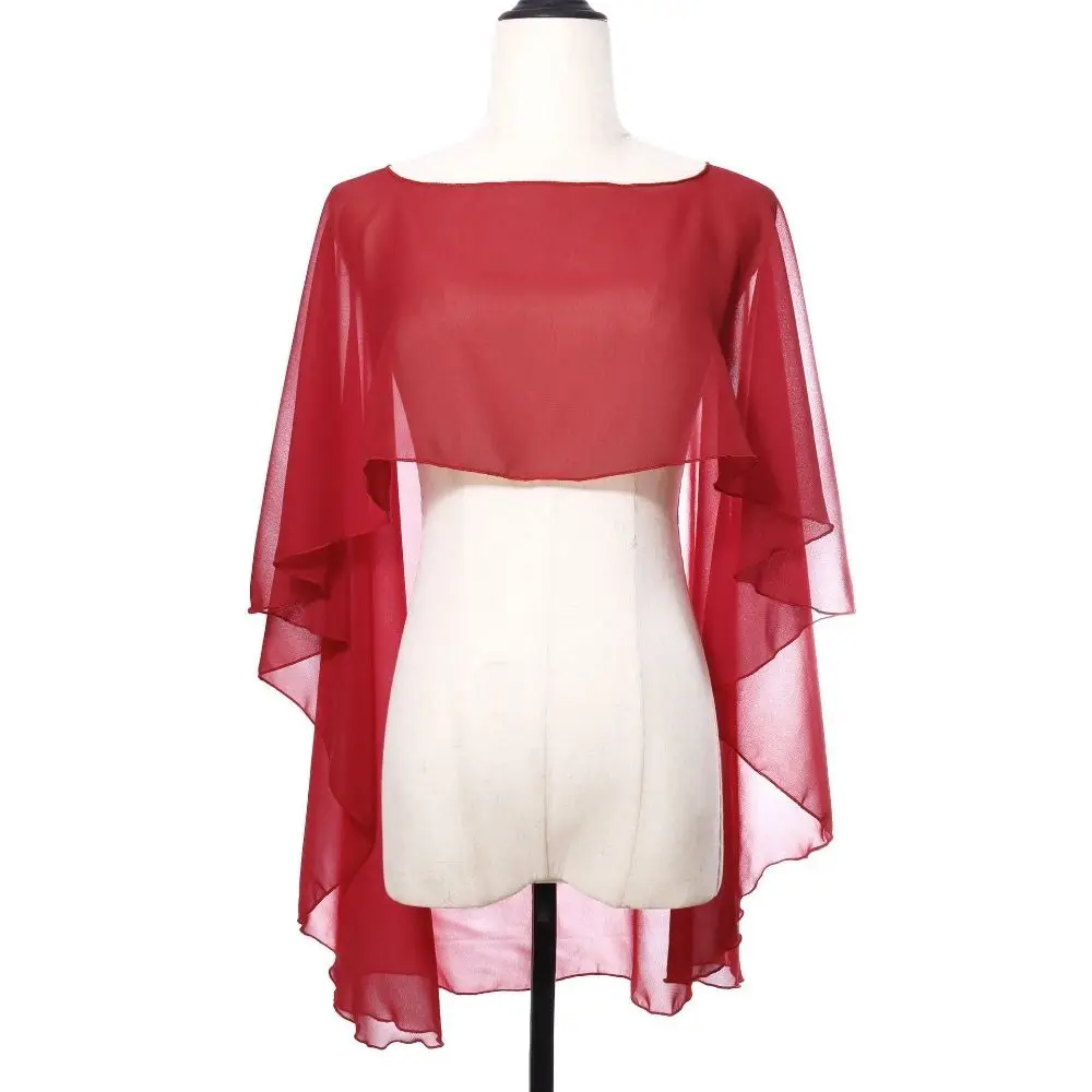 New Fashion Soft Wedding Capes Long Solid Color Chiffon Shrug Wedding Jacket Wraps Womens Ladies Evening Cover Up Beach Shawl