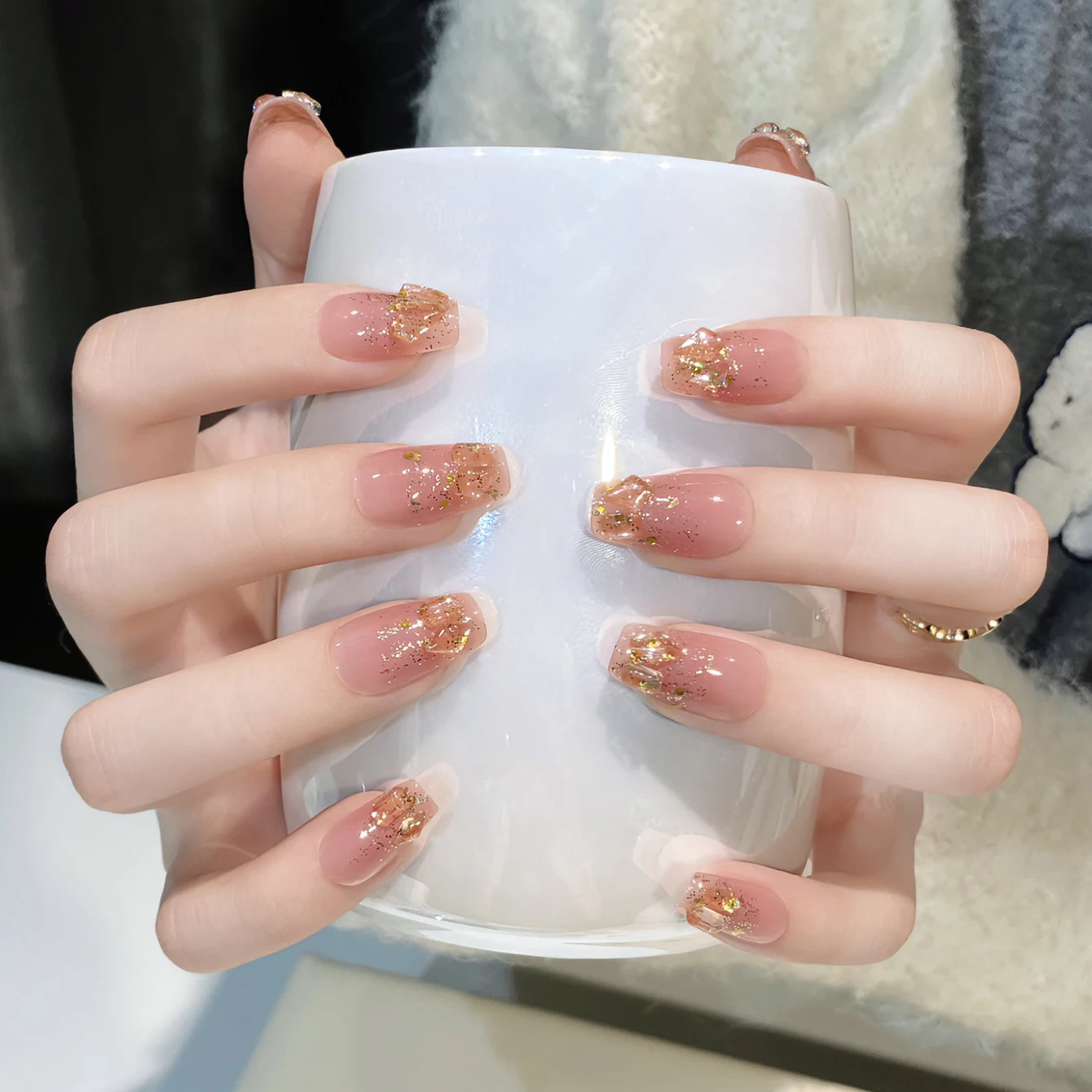 

SKY CLOUD 24pcs Wearable Pink Press On Fake Nails Tips With false nails design Lovely Girl false nails With Wearing Tools