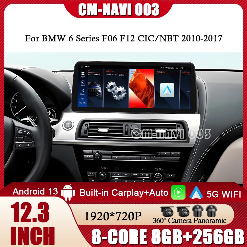 

Android13 для BMW 6 серии F06 F12 CIC/NBT 2010 - 2017 Автомобильная фотомагнитола GPS-навигация 12,3 "камера 360"