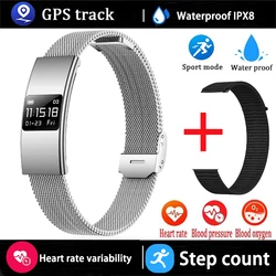Premium Smart Fitness Tracker - Sleep Monitoring, 170+ Sports Modes, IPX8 Waterproof, Ideal Couple Fitness Gift (Net belt silver)