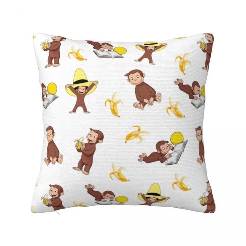 

George The Curious Monkey Pillowcase Printed Polyester Cushion Cover cartoon for kids TV Series Throw Pillow Case Cover Home 18"