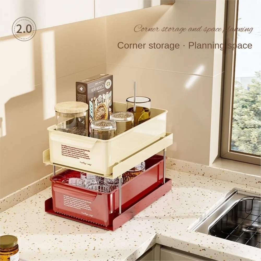 Kitchen Shelf Home Multi-layer Seasoning Desktop Organizer Box No Punching Strong Load-bearing Clean And Tidy