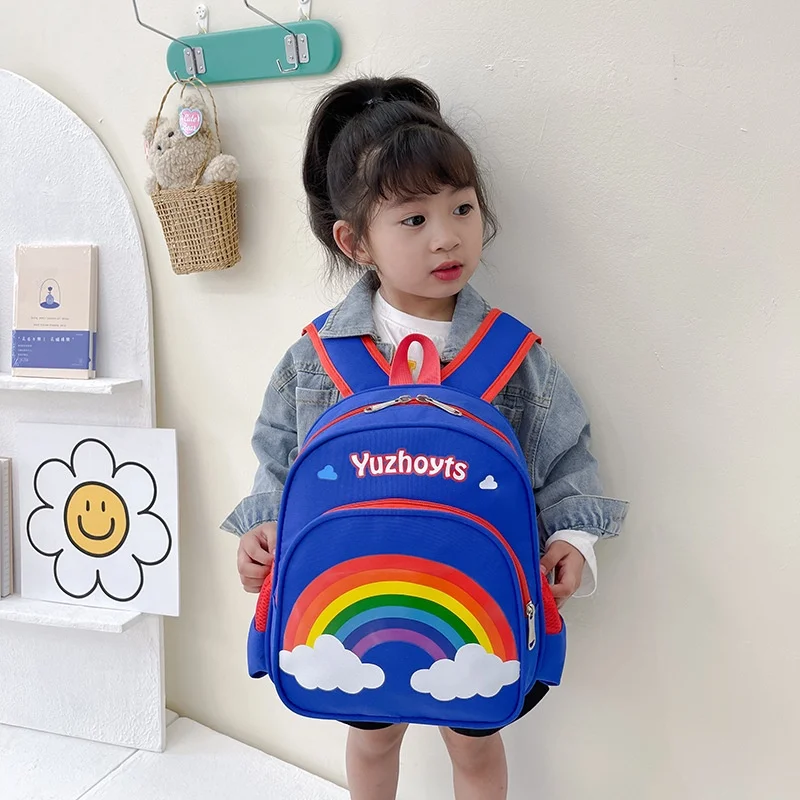 High-capacity Baby Girls Boys Nylon Cartoon Rainbow Small Backpacks 2022 New Children Lovely Kindergarten School Bags Popular