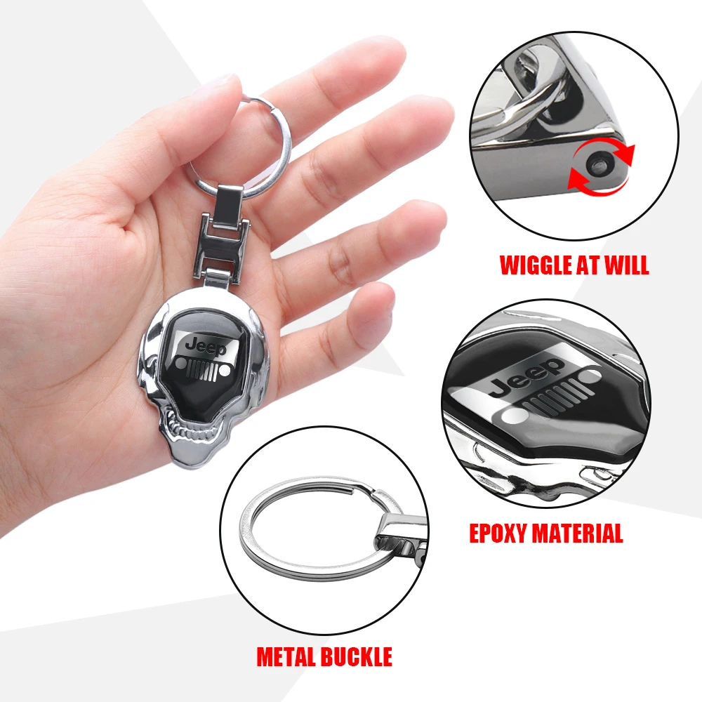 Car Key Rings Car 3D Metal Leather Key Rings Holders Keyring Keychain Styling Accessories For Jeep Renegade Wrangler jk Compass Grand Cherokee