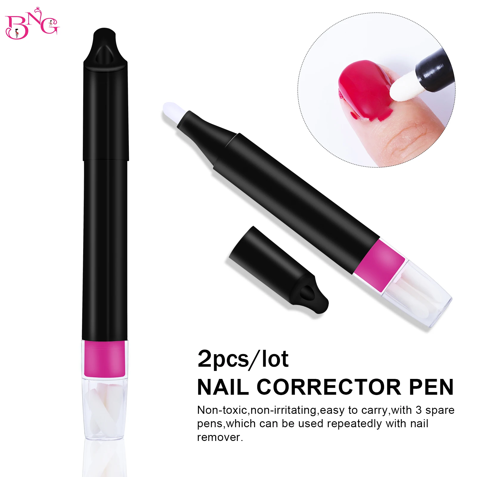 6 Replacement Tips Nail Art UV Gel Nail Polish Remover Pen Manicure Cleaner Corrector Wrap Tool