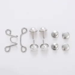 Adjustable Waist Buckle Extender and Tightening Button Clips (White Pearl)