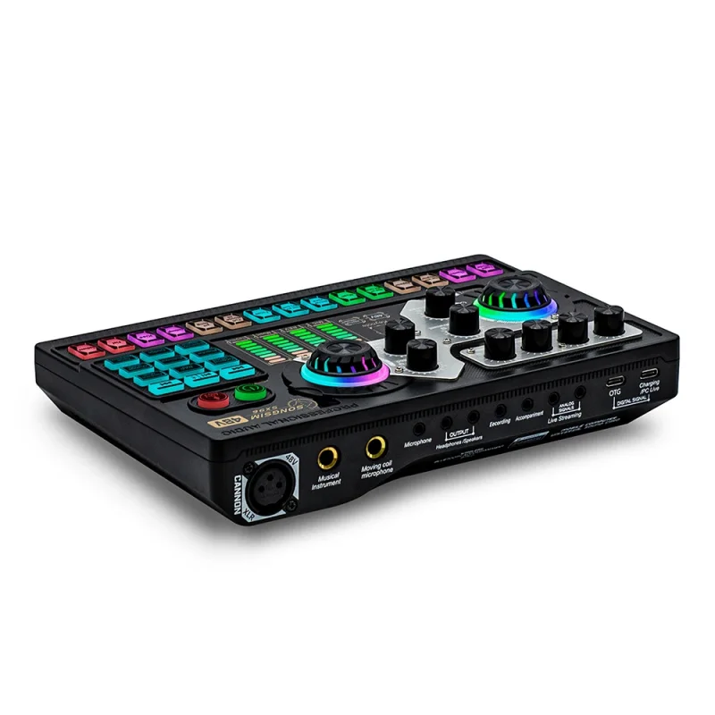 OTG USB-C 사운드 카드 XLR 입력 48V 팬텀 파워 오디오 믹서 (팟캐스팅, 라이브 스트리밍, PC, 휴대폰용) 신제품