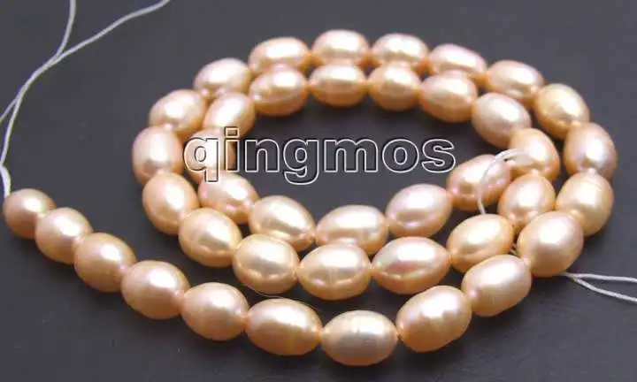 Qingmos Natural 6-7mm Rice Freshwater Pink Pearl Loose Beads for Jewelry Making Necklace Bracelet Earring DIY 14
