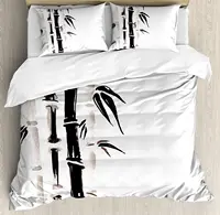 Bamboo House Decor Bedding Set Comforter Duvet Cover Pillow Shams Bamboo Pattern in Traditional Chi Bedding Cover Double Bed Set 1