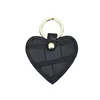 Wholesale free custom initial keychain metal ring embossed croco pattern genuine leather heart car leather keychains 6