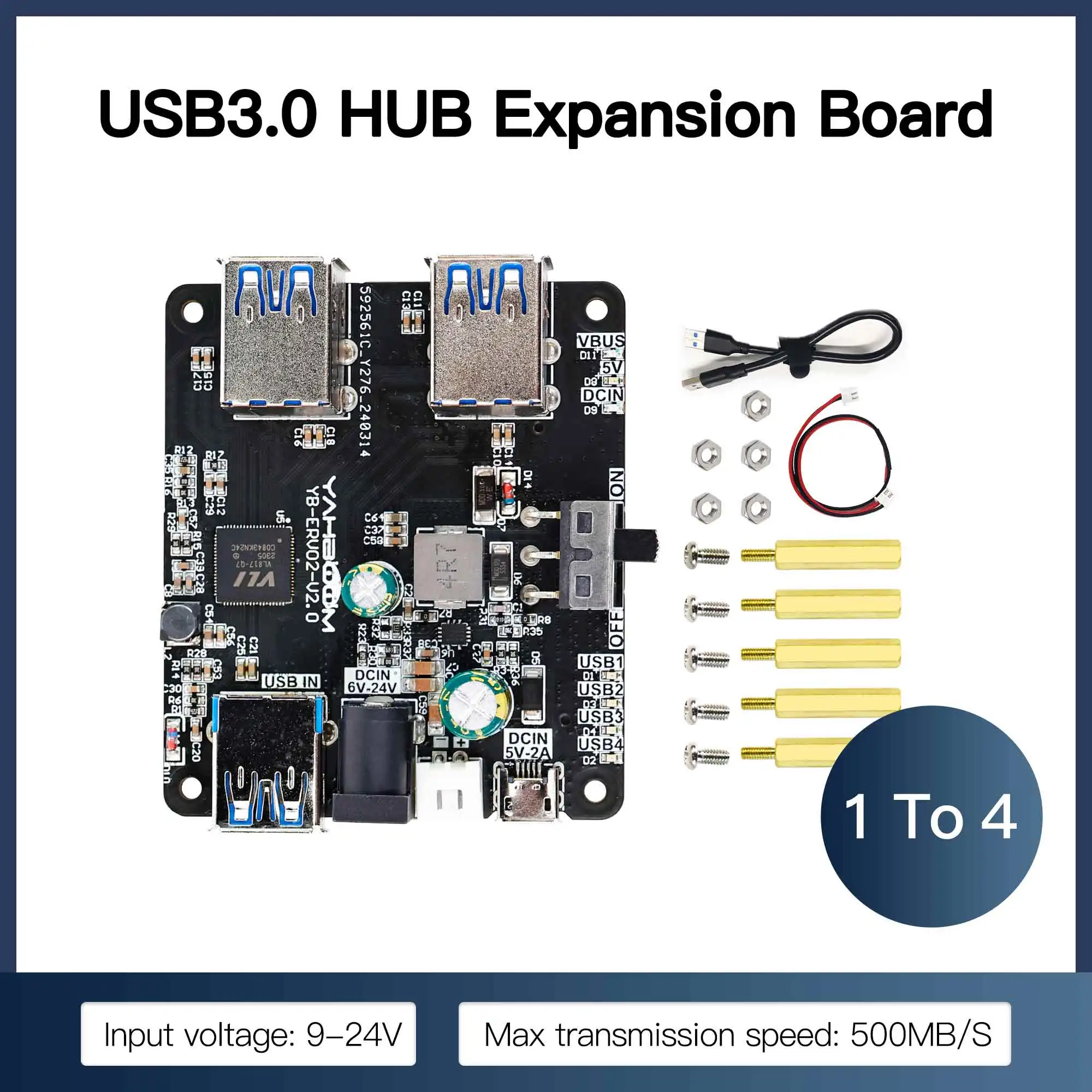 USB Hub 3.0 Multi USB Splitter 4 USB Port with Micro Charge Power 9-24V ...