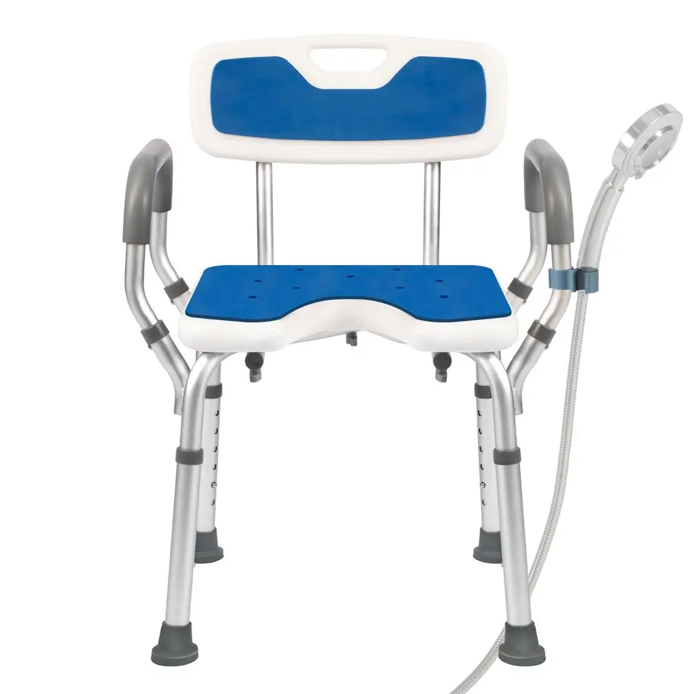 Silla de Ducha con Brazos y Respaldo Resistente de 330 Libras, Silla de Ducha para Ducha Interior, Asiento de Ducha para Ducha