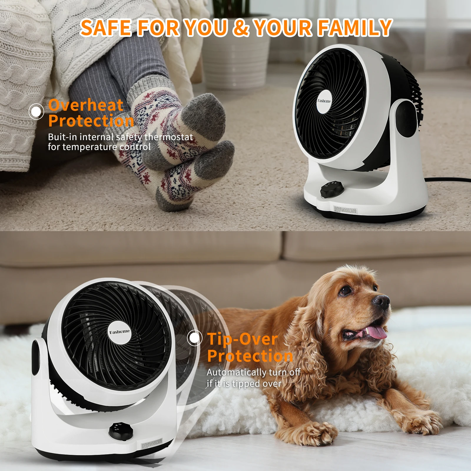 1500W Portable Electric Heater Air Circulator Fan Heater Cooling Heating Desktop Fan PTC Rapid Heating Electric Energy Saving 6