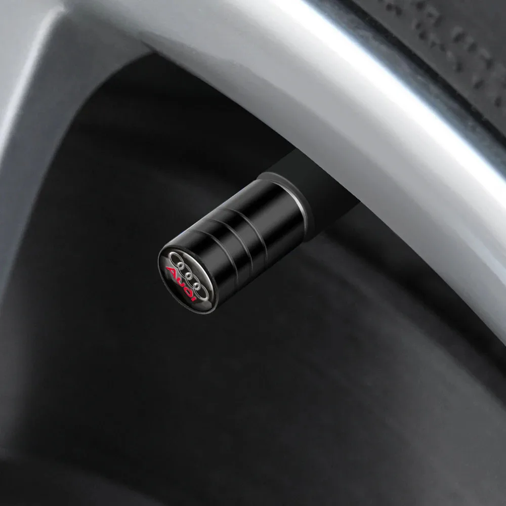 4-Piece Luxury Car Wheel Tire Valve Cap Set with Badge Emblem