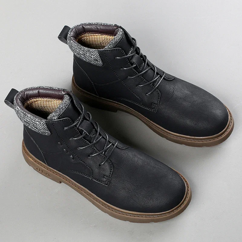 

Hot Selling Men's Outdoor Work Boots Europe America High-quality Hiking Shoes Handsome Motorcycle Boots Men's Winter Short Boots