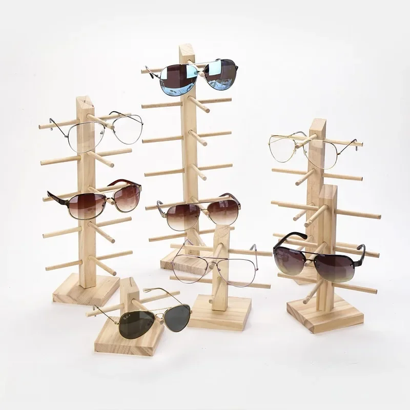 Multi Layers Wood Sunglass Display Racks Shelf Eyeglasses Show Stand Jewelry Holder for Multi Pairs Glasses Showcase Women Gift 3