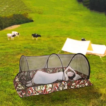 Foldable portable mosquito netwith bottom zipper toprevent mosquito bites. Use meshmosquito net for outdoor camping and home use