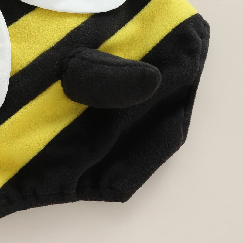 Baby Boys Girls Bee Romper Stripe Sleeveless Back White Wing Decor Jumpsuits Casual Costume Clothes Infant Bodysuits with Hat 6