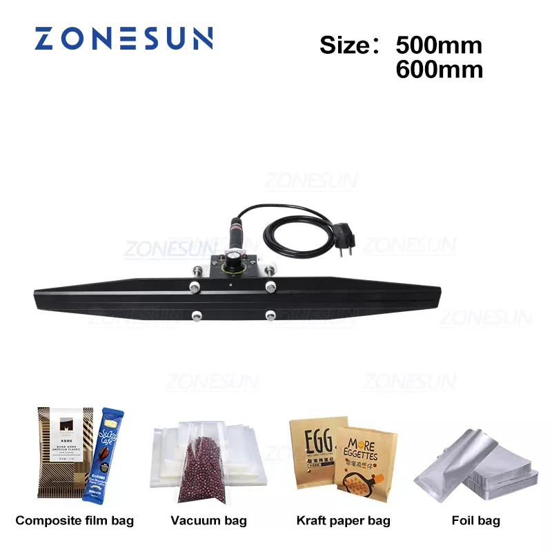 ZONESUN Direct-heat Pliers impulse sealing machine handheld electric composite Aluminum foil kraft paper packing sealer packer