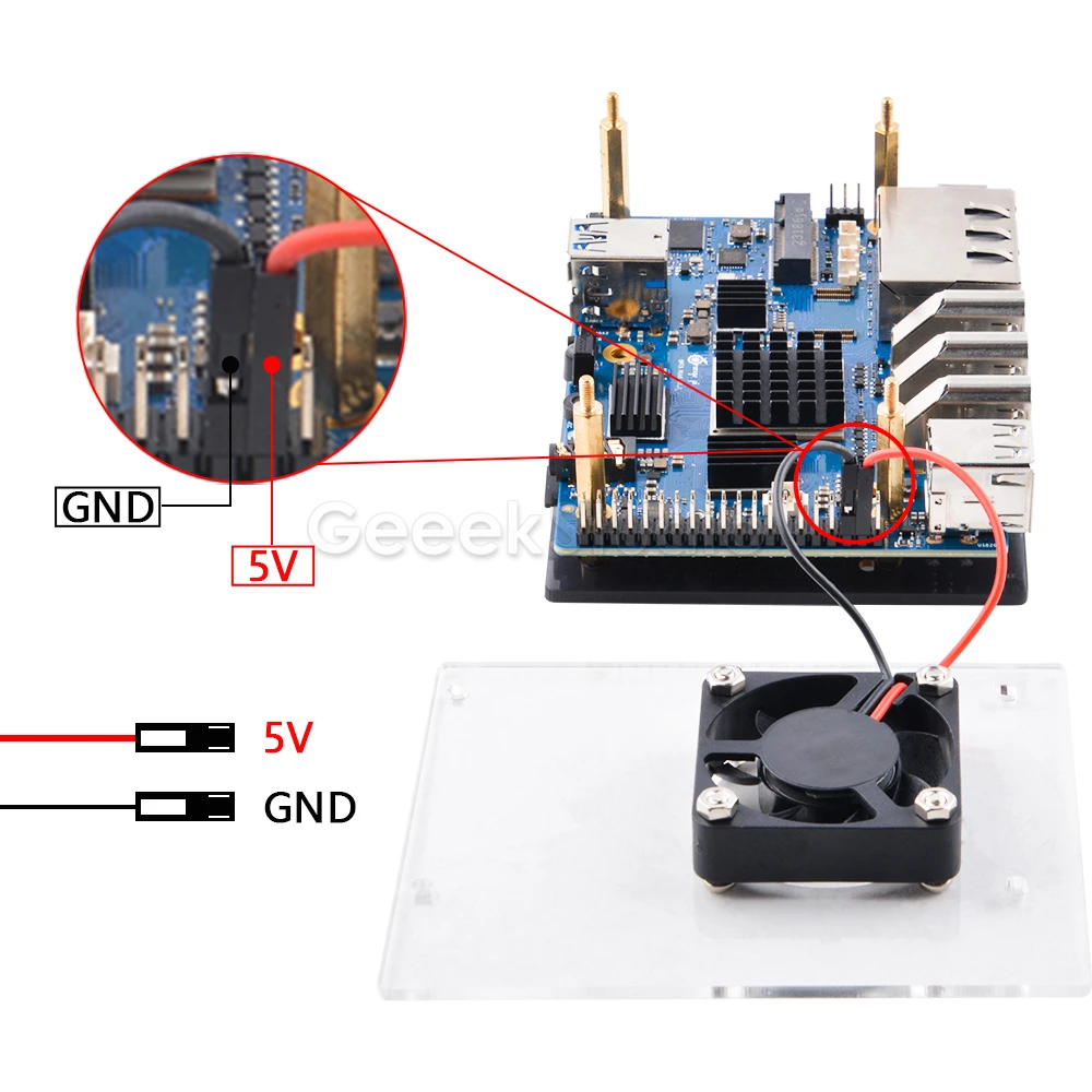 Orange Pi 5/5B Starter Kit Acrylic Case Transparent Shell with Fan Pow –  52Pi Store