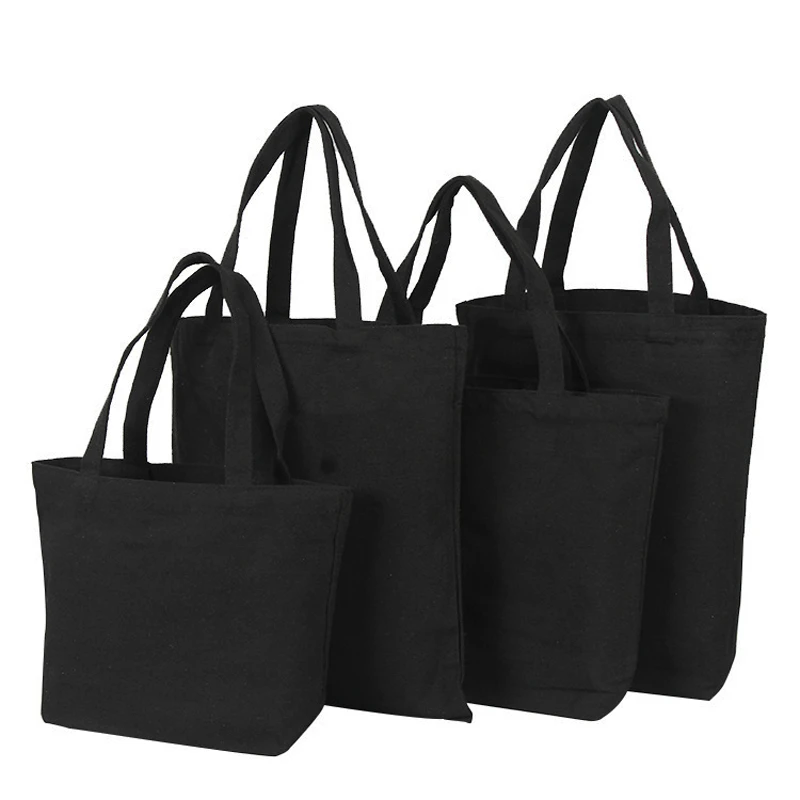 Bolso de mano de negro bolsa de hombro plegable ecológica, bolso grande de tela sólida, bolsas de lona para el mercado| Bolsos y cestas| - AliExpress