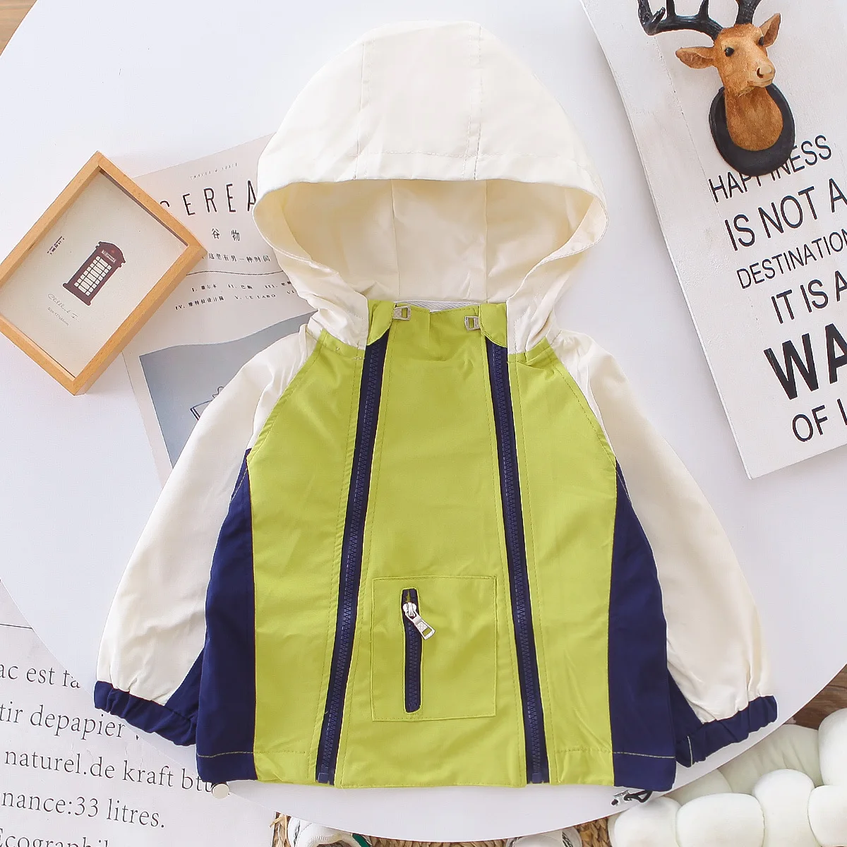 Autumn Ins New Kids Baby Boys Outdoor Jackets Contrast Hooded Zipper Long Sleeve Toddler Boys Coat Children Outerwears