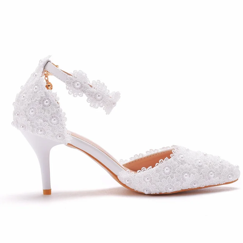 S317b5d85efb84a0a87b6d6014476421cM Elegant Pointy Lace Rhinestone Bridal High Heel Sandals for Women