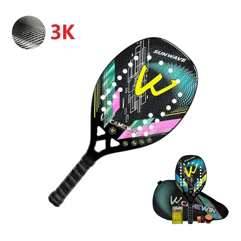 Beach Tennis Racket 3K Full Carbon Fiber Rough Surface Outdoor Sports For Men Women Adult Senior Player tennis racket