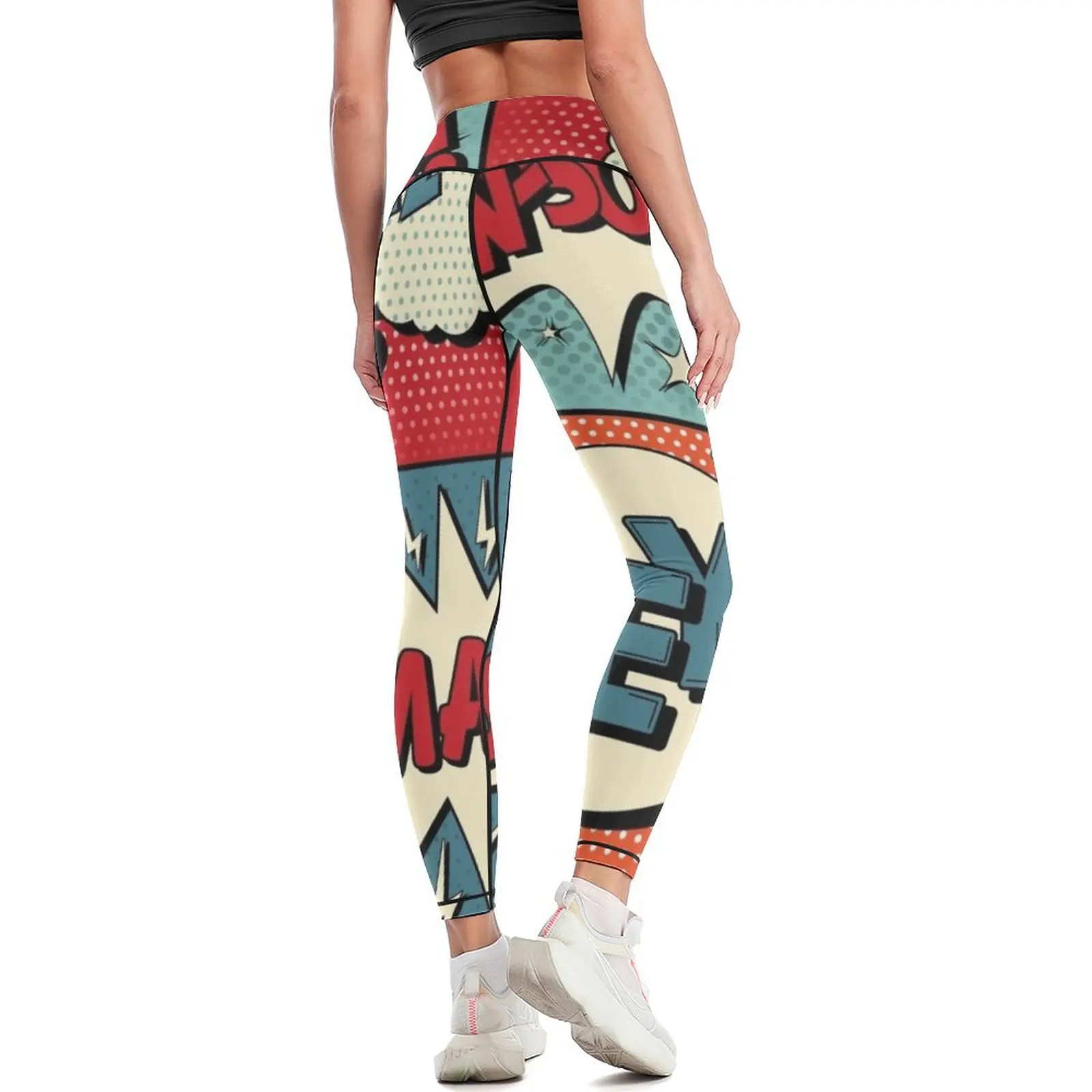 Set of Comics Bubbles in Pop Art Style. Expressions Awesome, Hey, Smack, Zzz Leggings gym clothing Sweatpants Womens Leggings