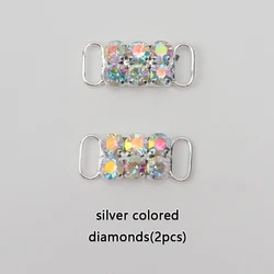 Diamond Rhinestone Luxury Shoe Charms with Metal Buckle and Laces Lock (Silver color diamo - 2)