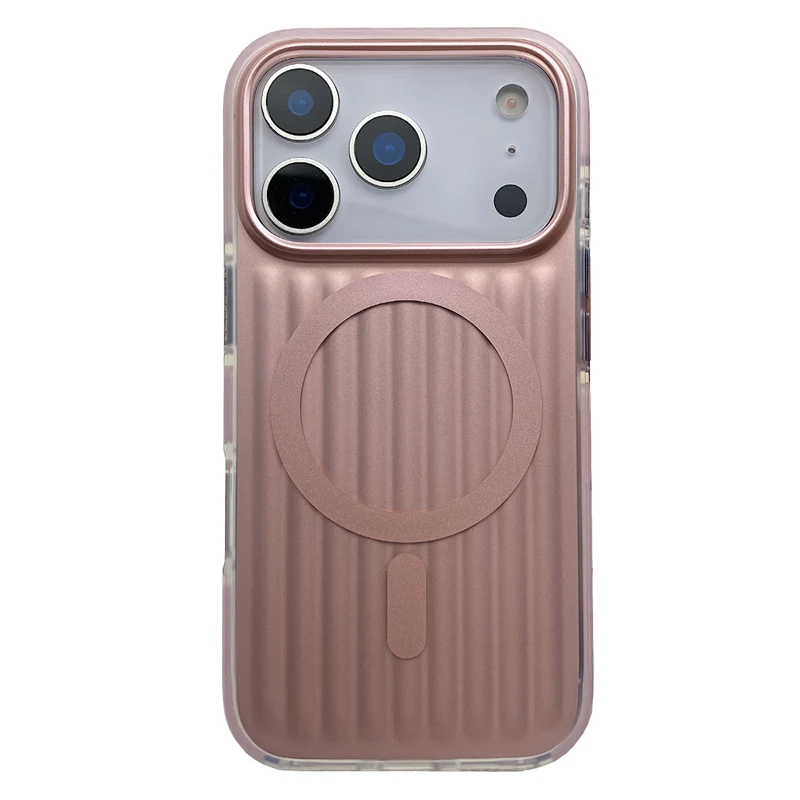 Trendy 3D Stripes Magnetic Phone Case with Frosted Soft Edge and Matte Back Cover