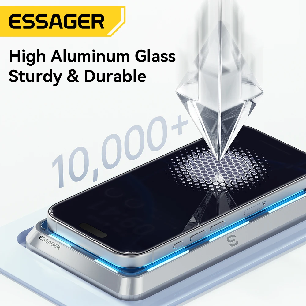 Essager 2Pcs Anti-Peeping Glass for iPhone 16 15 14 13 Pro Max Plus 360° Anti-Peeping Dust-proof Screen Protector Sturdy&Durable