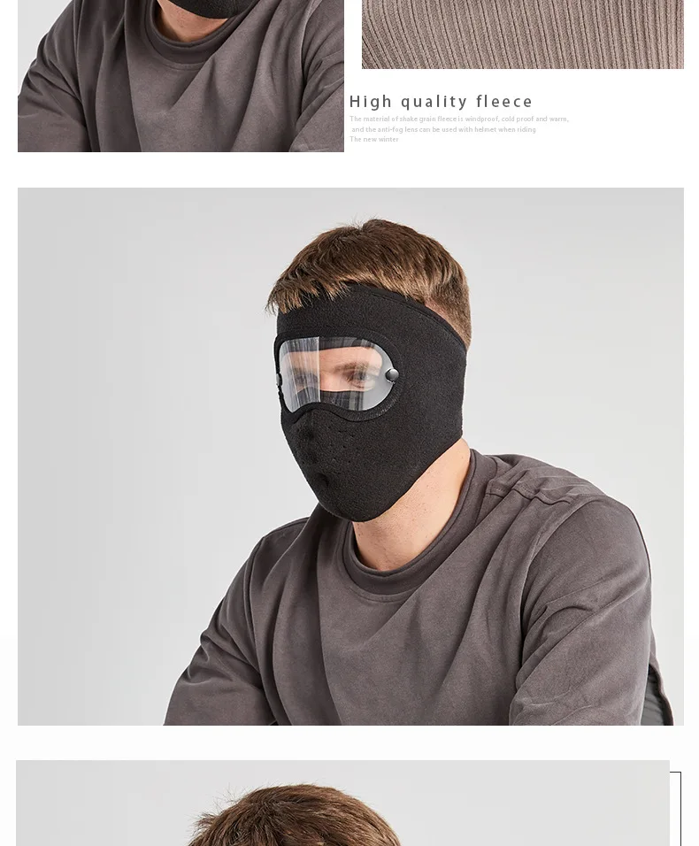 Winter-Fahrrad-Gesichtsmaske für Männer und Frauen, Antibeschlag-Linse, Fleece-Sturmhaube, warmer Helm, kompatibel mit winddichtem Ski-Gesichtsabdeckung, Motorrad – Detail 11