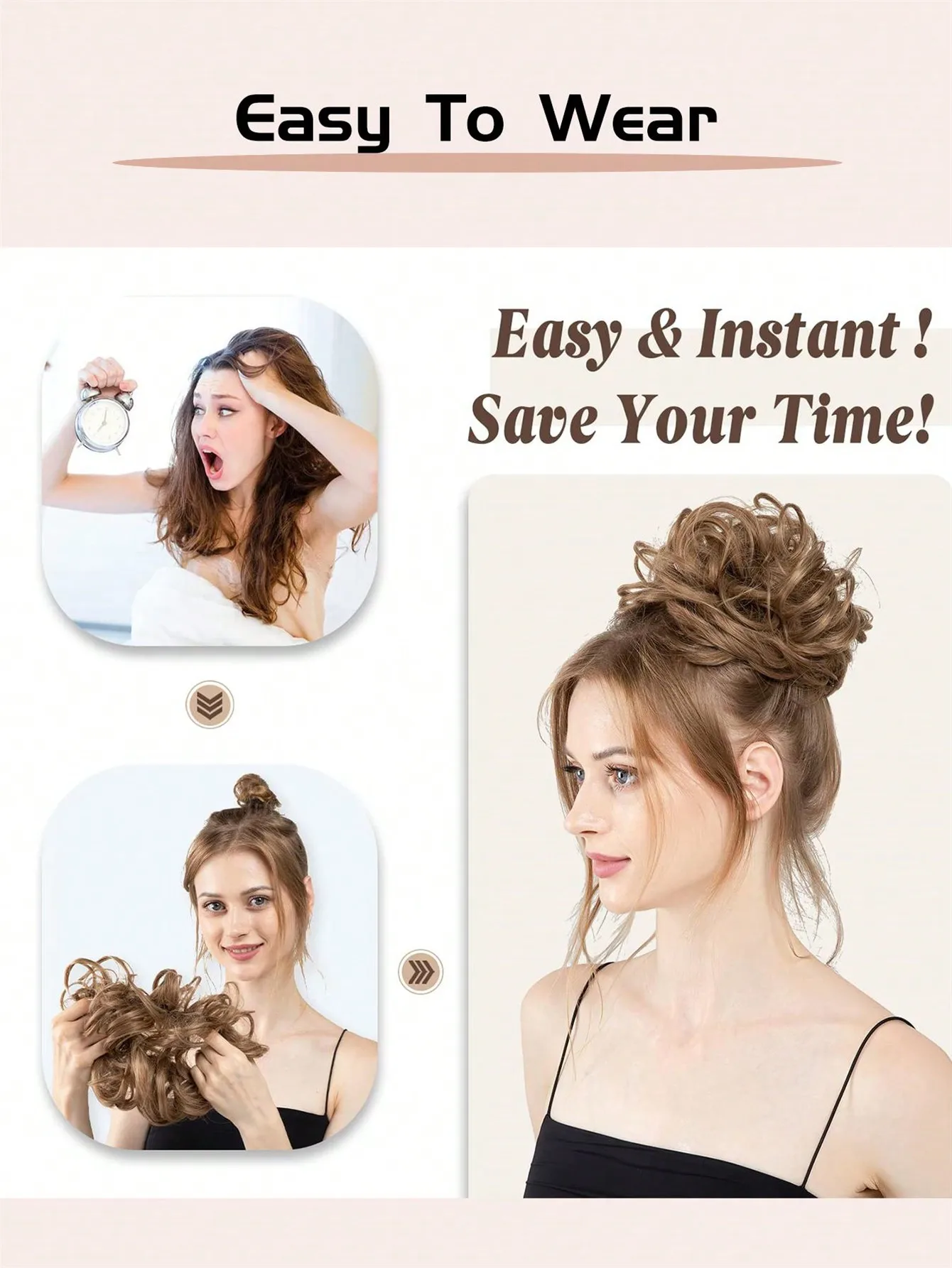 Synthetic Hair Chignon Donut Pad for Women Brown Blonde